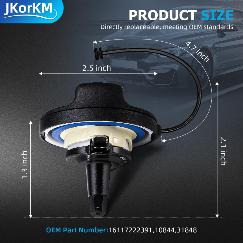 JkorkM غطاء خزان الوقود JkorkM متوافق مع 2002-2018 Mini Cooper BMW E39 E46 E60 E90 E92-128i 320i 325i 328i 328xi 330i 330xi X1 X3 X5 Z4 M3 المزيد # OE 16117222391 10844 - Image 3